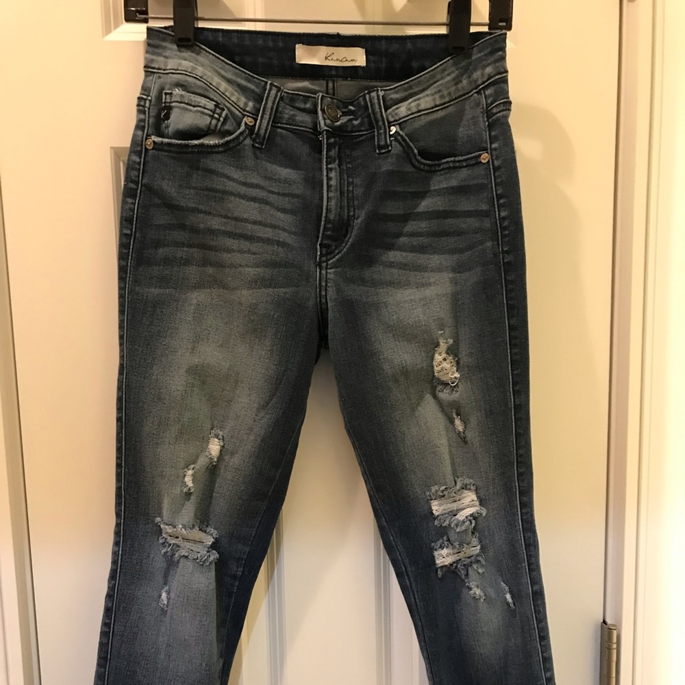 Kancan Jeans Size 26 ~ Stretchy Raw Rounded Hems